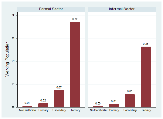 Figure showing home working by education level in Brazil