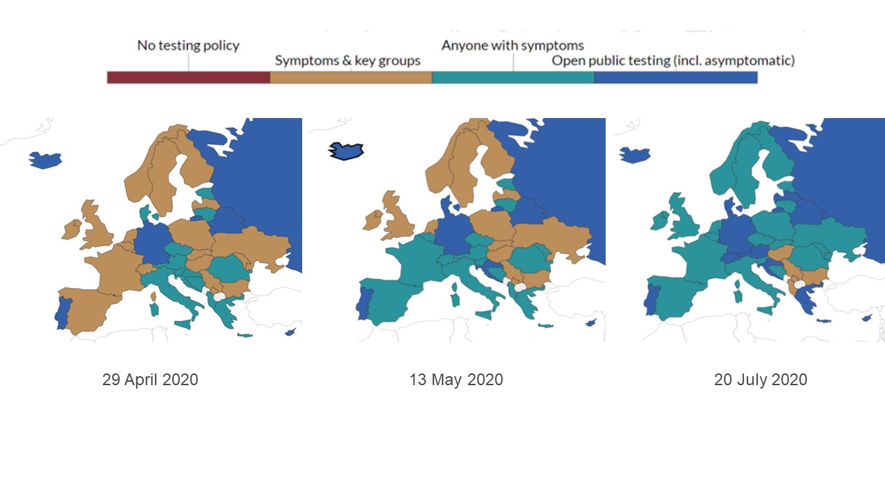 Maps showing testing policies across Europe as coronavirus crisis progressed