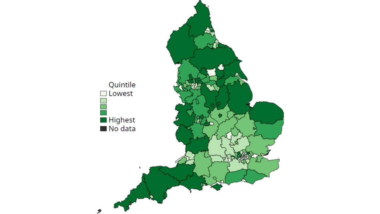 Map showing variation in worker vulnerability to lockdown measures