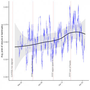 Evolution of the expected probability of bankruptcy (USA)