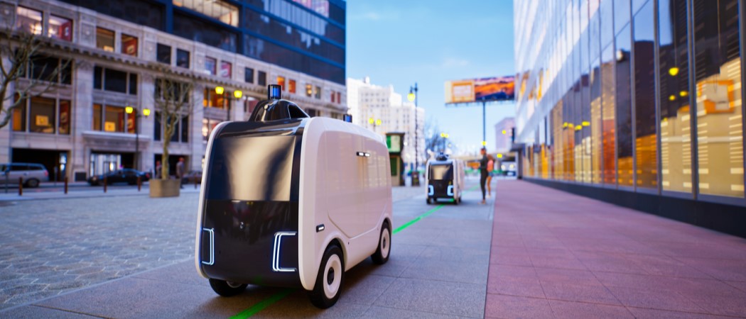 Autonomous Vehicles And Their Economic Impact: A Look Into The Future Of Mobility 2 Autonomous delivery robot, 3d render, by kinwun for istock